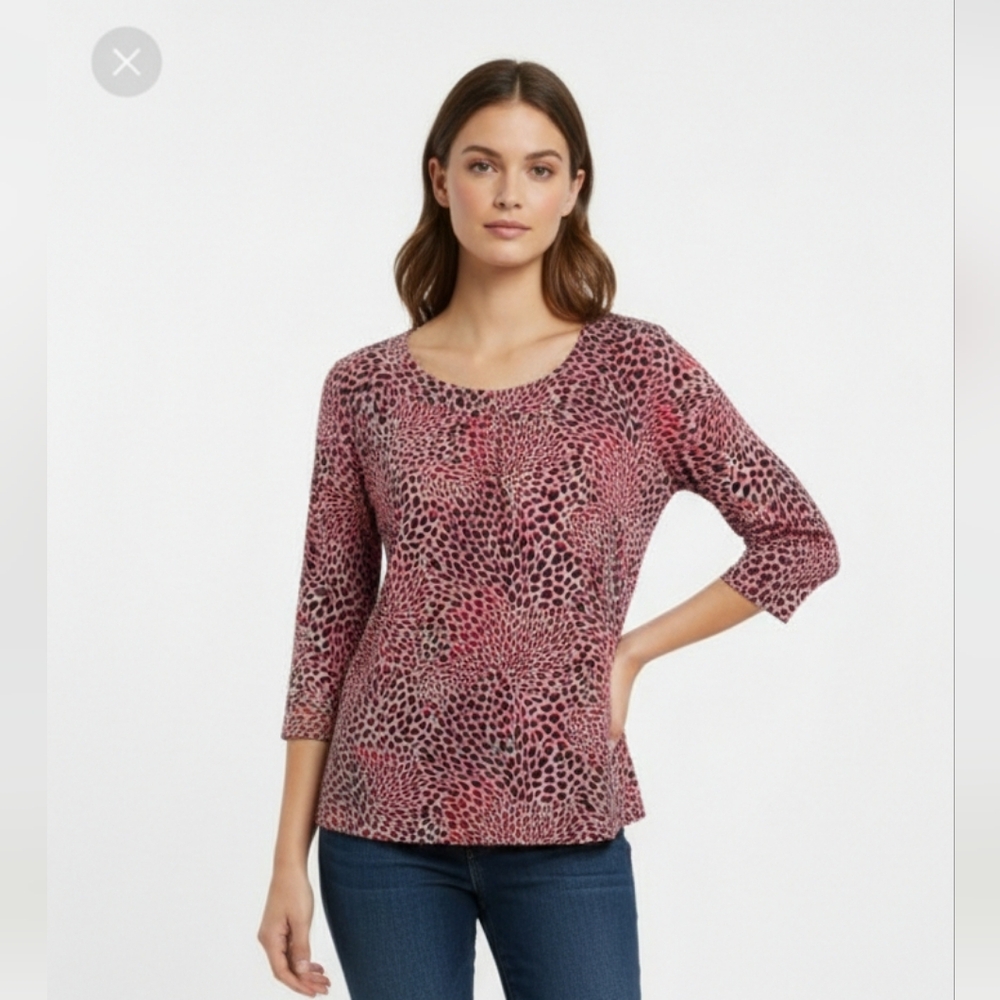 Ruby Rd. Blouse Red Blue Casual Dahlia XL